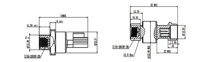 RPT233S 0 ~ 20MPa Packard Yazaki 1%FS Cảm biến áp suất gốm cho hệ thống HAVC 2
