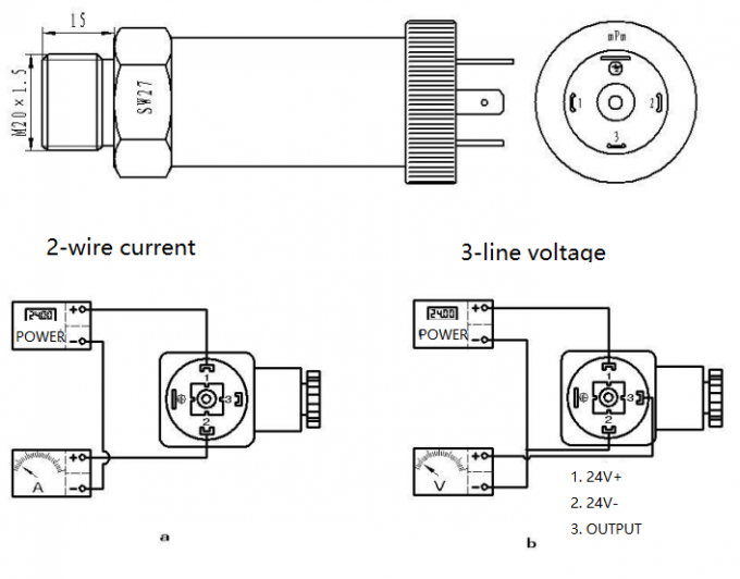 4-20mA nước khí khí áp suất máy biến áp suất ứng dụng chất lỏng cảm biến truyền áp suất 1