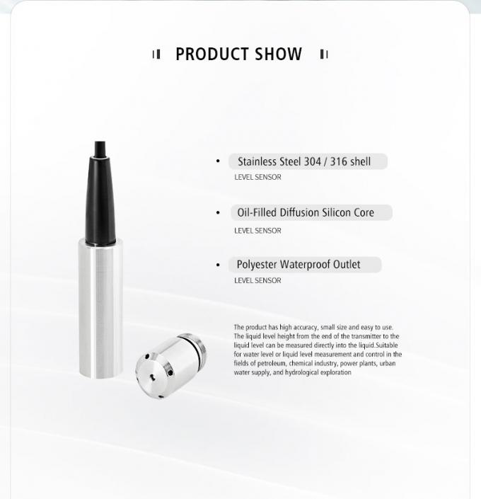 Rujia 4-20ma Bộ cảm biến mức độ chất lỏng chìm Chỉ số truyền dẫn Bộ cảm biến mức độ nước thủy tĩnh cho xử lý nước thải 1